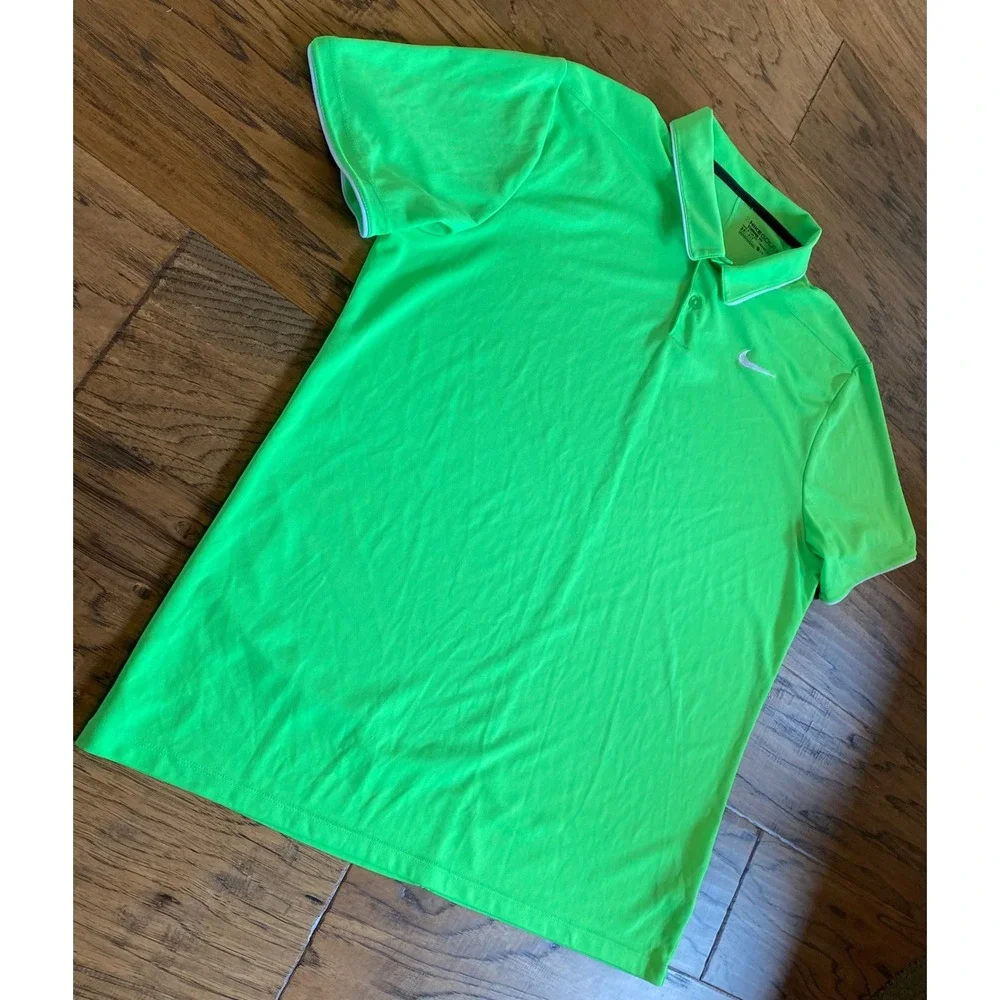 Nike Golf Dri-FIT Polo Shirt Mens XL Neon Green Short Sleeve Standard Fit Swoosh